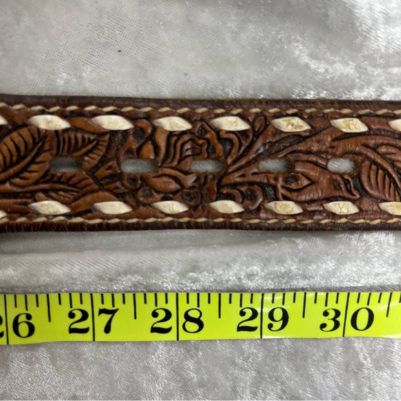 Vintage Brazos Joe Tooled Leather Belt with Margaret stamped on back - Picture 9 of 13